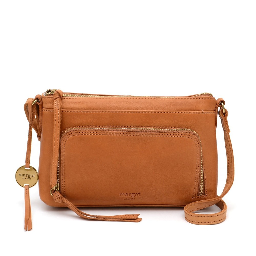 Margot New York Crossbody Molly Small Cognac Leather Minimalist Boho Bag - Picture 2 of 13